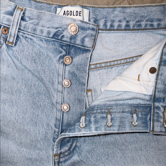 Agolde Light Blue Button-Fly Short - Picture 2 of 12